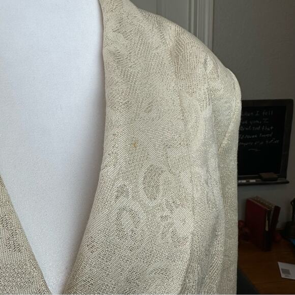 Vintage 80's Albert Nipon Skirt Suit Set Double Breasted Cream Gold Size 16 - Picture 4 of 8